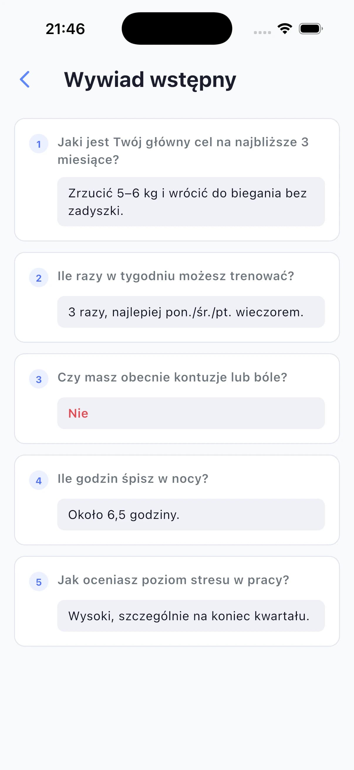 Odpowiedzi klienta na wysyłaną ankietę